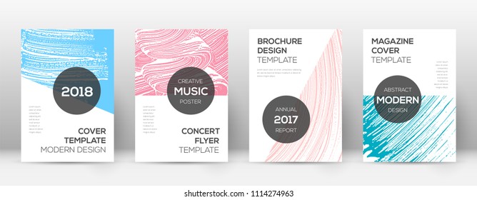 Cover page design template. Modern brochure layout. Comely trendy abstract cover page. Pink and blue grunge texture background. Powerful poster.