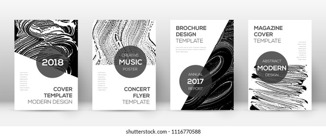 Cover page design template. Modern brochure layout. Comely trendy abstract cover page. Black and white grunge texture background. Pleasing poster.