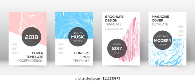 Cover page design template. Modern brochure layout. Comely trendy abstract cover page. Pink and blue grunge texture background. Valuable poster.