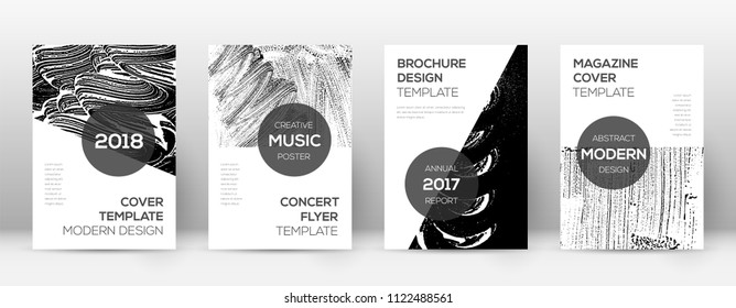 Cover page design template. Modern brochure layout. Comely trendy abstract cover page. Black and white grunge texture background. Fabulous poster.