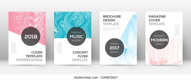 Cover page design template. Modern brochure layout. Comely trendy abstract cover page. Pink and blue grunge texture background. Surprising poster.