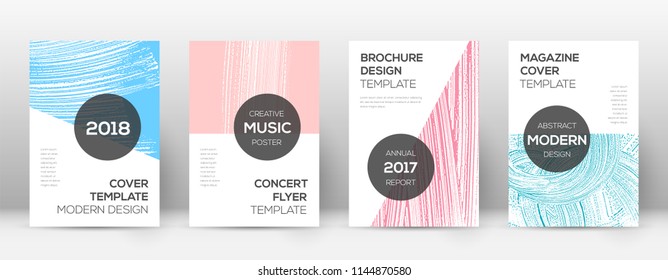 Cover page design template. Modern brochure layout. Cool trendy abstract cover page. Pink and blue grunge texture background. Mind-blowing poster.
