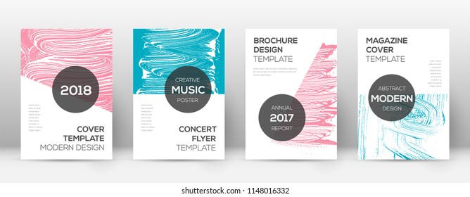 Cover page design template. Modern brochure layout. Cool trendy abstract cover page. Pink and blue grunge texture background. Modern poster.