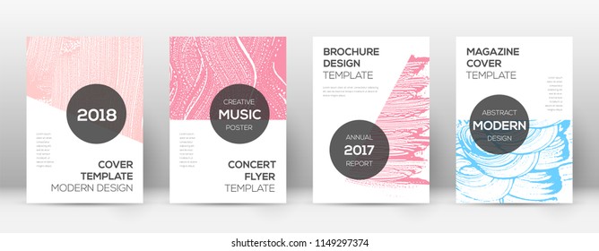 Cover page design template. Modern brochure layout. Cool trendy abstract cover page. Pink and blue grunge texture background. Fair poster.