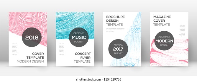 Cover page design template. Modern brochure layout. Comely trendy abstract cover page. Pink and blue grunge texture background. Tempting poster.