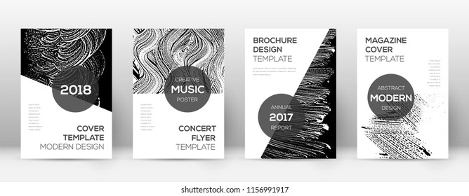Cover page design template. Modern brochure layout. Comely trendy abstract cover page. Black and white grunge texture background. Fresh poster.