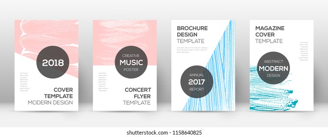 Cover page design template. Modern brochure layout. Cool trendy abstract cover page. Pink and blue grunge texture background. Shapely poster.