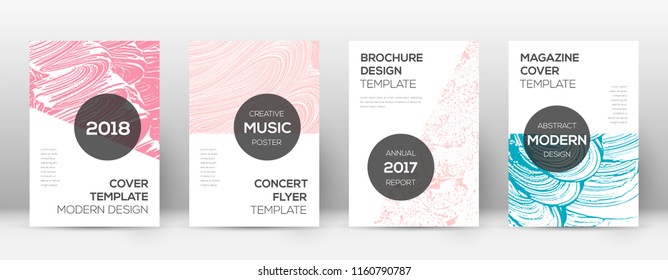 Cover page design template. Modern brochure layout. Cool trendy abstract cover page. Pink and blue grunge texture background. Tempting poster.