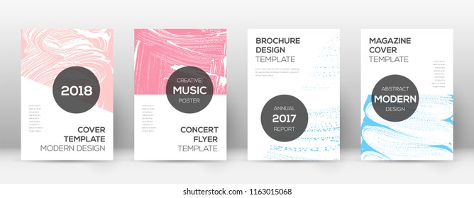 Cover page design template. Modern brochure layout. Comely trendy abstract cover page. Pink and blue grunge texture background. Vibrant poster.