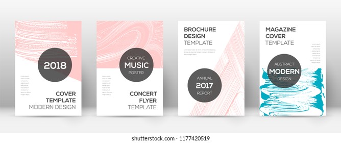 Cover page design template. Modern brochure layout. Cool trendy abstract cover page. Pink and blue grunge texture background. Favorable poster.