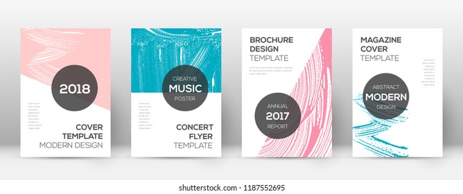 Cover page design template. Modern brochure layout. Cool trendy abstract cover page. Pink and blue grunge texture background. Extraordinary poster.