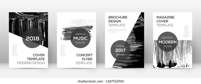 Cover page design template. Modern brochure layout. Comely trendy abstract cover page. Black and white grunge texture background. Extraordinary poster.