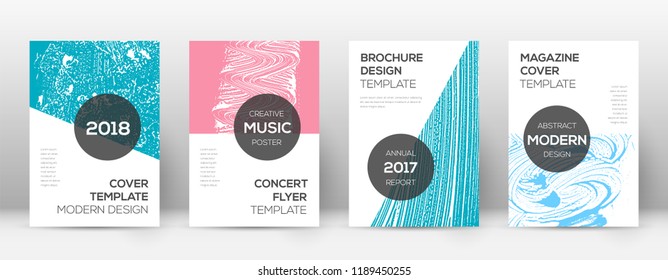 Cover page design template. Modern brochure layout. Cool trendy abstract cover page. Pink and blue grunge texture background. Fetching poster.