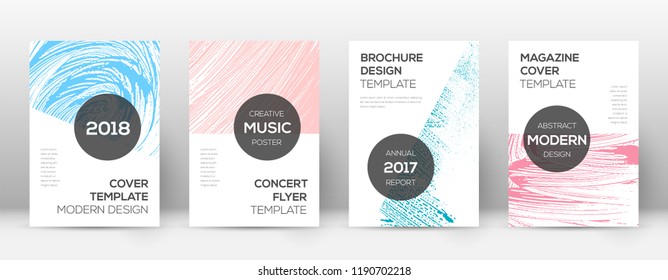 Cover page design template. Modern brochure layout. Cool trendy abstract cover page. Pink and blue grunge texture background. Surprising poster.