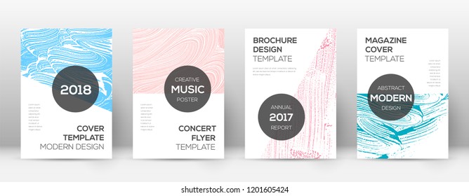 Cover page design template. Modern brochure layout. Cool trendy abstract brushstroke cover page. Pink and blue grunge texture background. Exotic poster.