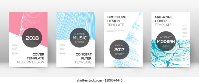 Cover page design template. Modern brochure layout. Cool trendy abstract cover page. Pink and blue grunge texture background. Indelible poster.