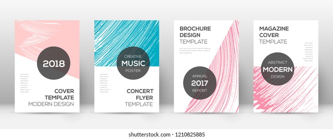Cover page design template. Modern brochure layout. Cool trendy abstract cover page. Pink and blue grunge texture background. Adorable poster.