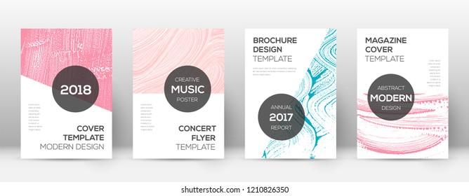 Cover page design template. Modern brochure layout. Cool trendy abstract cover page. Pink and blue grunge texture background. Appealing poster.