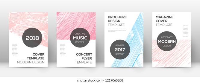 Cover page design template. Modern brochure layout. Cool trendy abstract cover page. Pink and blue grunge texture background. Terrific poster.