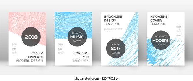 Cover page design template. Modern brochure layout. Cool trendy abstract cover page. Pink and blue grunge texture background. Symmetrical poster.