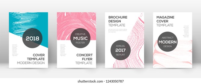 Cover page design template. Modern brochure layout. Cool trendy abstract cover page. Pink and blue grunge texture background. Fantastic poster.