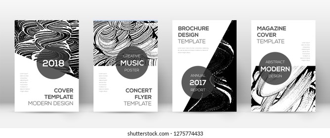 Cover page design template. Modern brochure layout. Comely trendy abstract cover page. Black and white grunge texture background. Eminent poster.