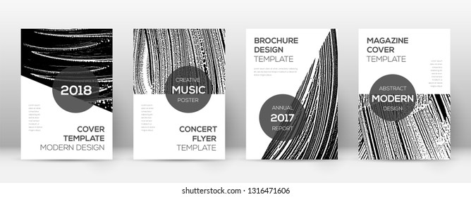 Cover page design template. Modern brochure layout. Comely trendy abstract cover page. Black and white grunge texture background. Fetching poster.