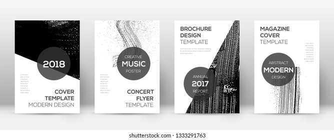 Cover page design template. Modern brochure layout. Comely trendy abstract cover page. Black and white grunge texture background. Fancy poster.