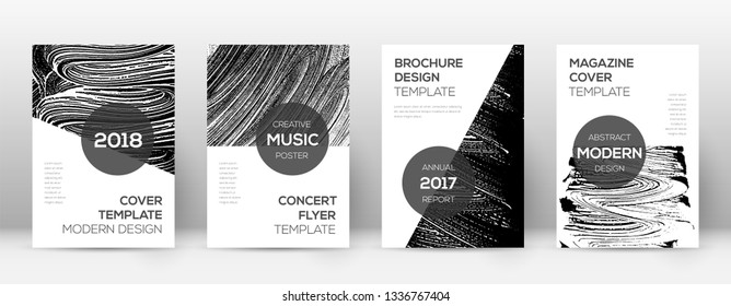 Cover page design template. Modern brochure layout. Comely trendy abstract cover page. Black and white grunge texture background. Exotic poster.
