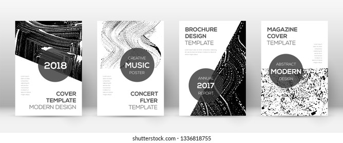 Cover page design template. Modern brochure layout. Comely trendy abstract cover page. Black and white grunge texture background. Lively poster.