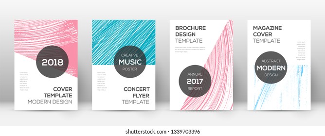 Cover page design template. Modern brochure layout. Comely trendy abstract cover page. Pink and blue grunge texture background. Remarkable poster.