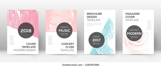 Cover page design template. Modern brochure layout. Comely trendy abstract cover page. Pink and blue grunge texture background. Resplendent poster.