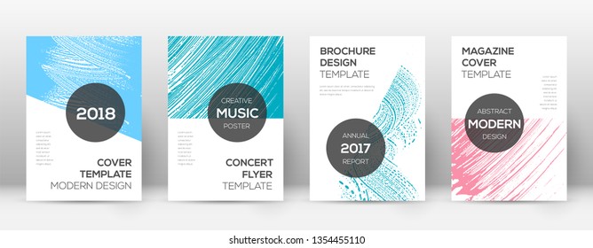 Cover page design template. Modern brochure layout. Cool trendy abstract cover page. Pink and blue grunge texture background. Optimal poster.