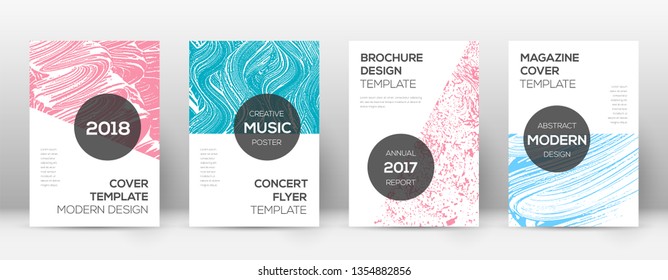 Cover page design template. Modern brochure layout. Cool trendy abstract cover page. Pink and blue grunge texture background. Impressive poster.
