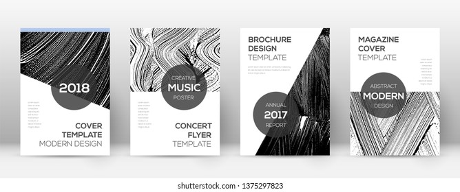 Cover page design template. Modern brochure layout. Comely trendy abstract cover page. Black and white grunge texture background. Indelible poster.