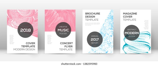 Cover page design template. Modern brochure layout. Cool trendy abstract cover page. Pink and blue grunge texture background. Fresh poster.