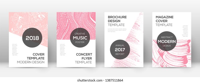 Cover page design template. Modern brochure layout. Comely trendy abstract cover page. Pink and blue grunge texture background. Precious poster.