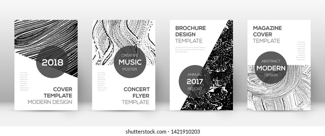 Cover page design template. Modern brochure layout. Comely trendy abstract cover page. Black and white grunge texture background. Exquisite poster.