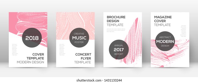 Cover page design template. Modern brochure layout. Comely trendy abstract cover page. Pink and blue grunge texture background. Symmetrical poster.