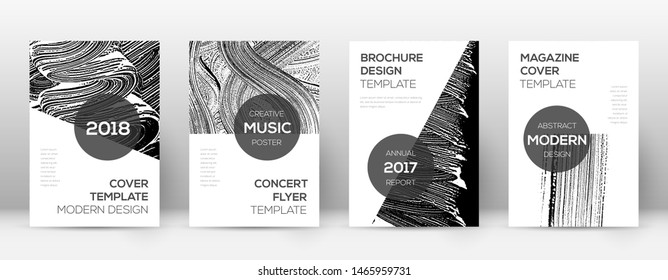 Cover page design template. Modern brochure layout. Comely trendy abstract cover page. Black and white grunge texture background. Juicy poster.