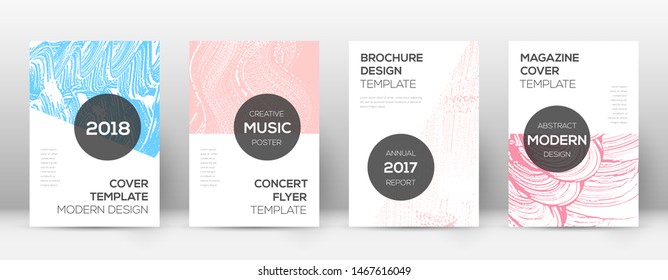 Cover page design template. Modern brochure layout. Cool trendy abstract cover page. Pink and blue grunge texture background. Awesome poster.