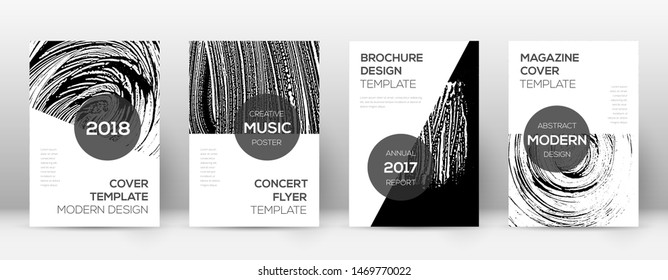 Cover page design template. Modern brochure layout. Comely trendy abstract cover page. Black and white grunge texture background. Elegant poster.