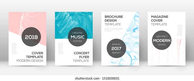 Cover page design template. Modern brochure layout. Cool trendy abstract cover page. Pink and blue grunge texture background. Grand poster.