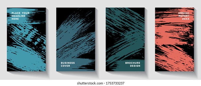 Cover page design template.  Modern brochure layout. Simple pattern.  Presentation cover. Vector illustration. splash paint like a comma.