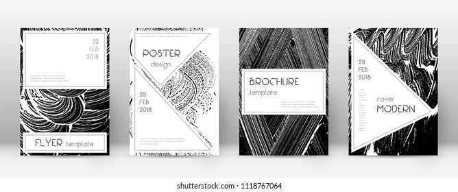 Cover page design template. Stylish brochure layout. Creative trendy abstract cover page. Black and white grunge texture background. Fantastic poster.