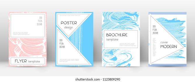 Cover page design template. Stylish brochure layout. Captivating trendy abstract cover page. Pink and blue grunge texture background. Terrific poster.