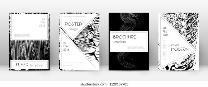 Cover page design template. Stylish brochure layout. Creative trendy abstract cover page. Black and white grunge texture background. Flawless poster.