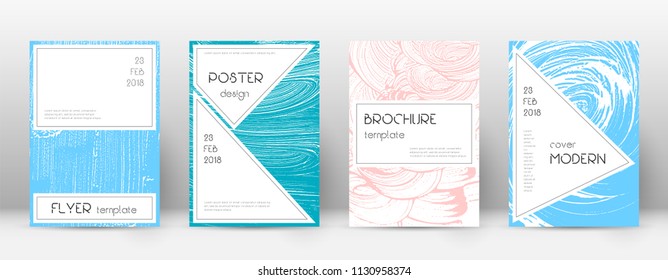 Cover page design template. Stylish brochure layout. Charming trendy abstract cover page. Pink and blue grunge texture background. Comely poster.