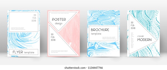 Cover page design template. Stylish brochure layout. Charming trendy abstract cover page. Pink and blue grunge texture background. Great poster.