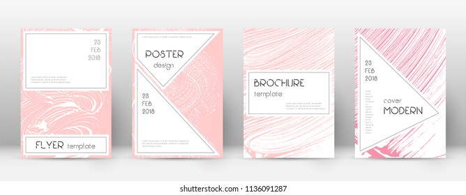 Cover page design template. Stylish brochure layout. Charming trendy abstract cover page. Pink and blue grunge texture background. Amusing poster.